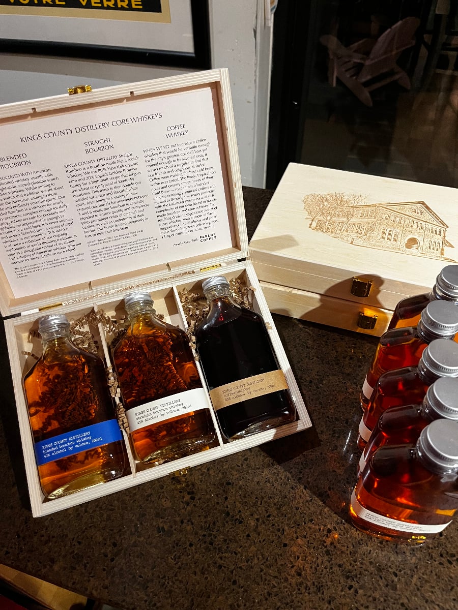 King's County Distillery "Core" Gift Set 3 200ml bottles in a wooden box NV Brooklyn