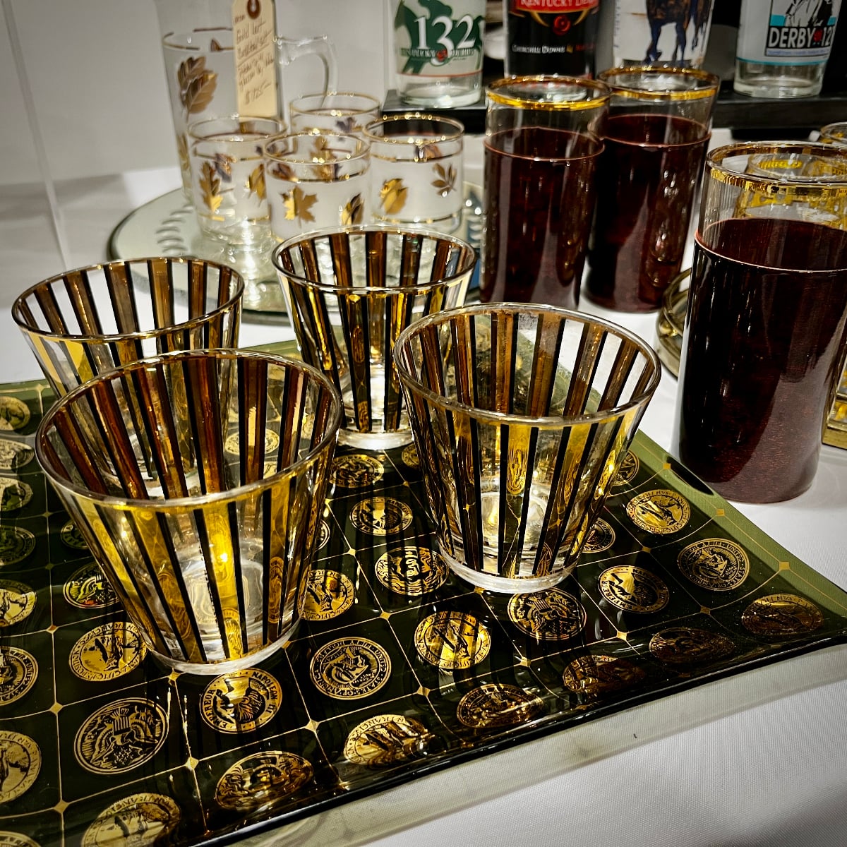 Culver LTD Gold Stripe Rocks Glasses